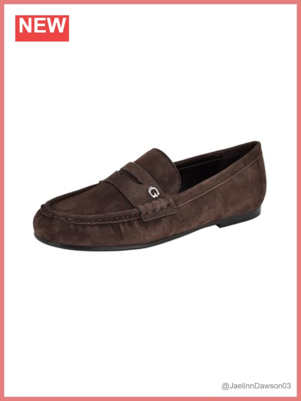 Suede Moc Toe Loafer with Gold Hardware Slip-On Flat